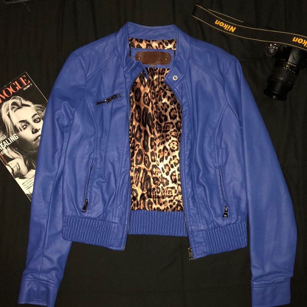 Blue leather jacket!!